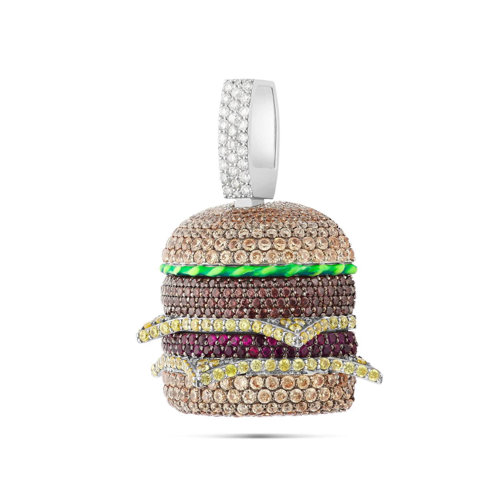 White Solid Gold Natural Diamond Hamburger Pendant – SHYNE JEWELERS