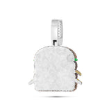 White Solid Gold Natural Diamond Hamburger Pendant