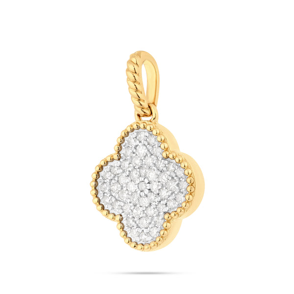 14k Gold Diamond Clover Necklace