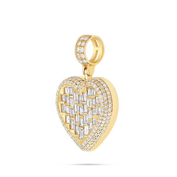 14k Diamond & Emerald Heart Pendant