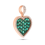 Diamond & Green Emerald Heart Pendant