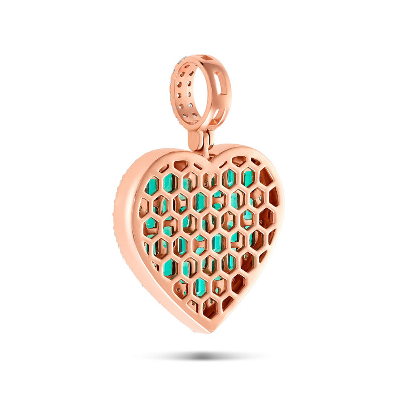 Diamond & Green Emerald Heart Pendant