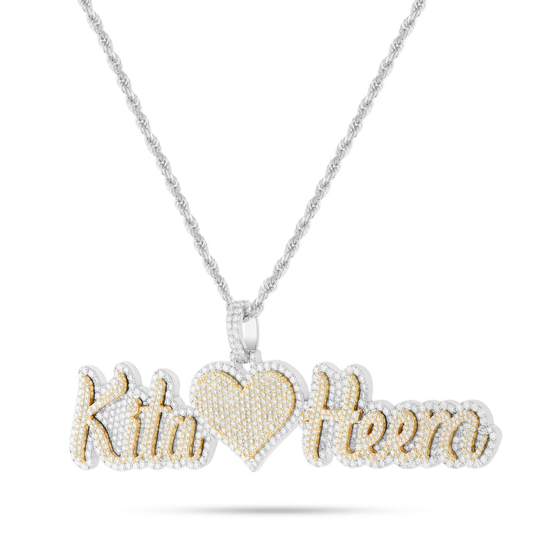 Two-Tone Bilevel Diamond Customizable Pendant