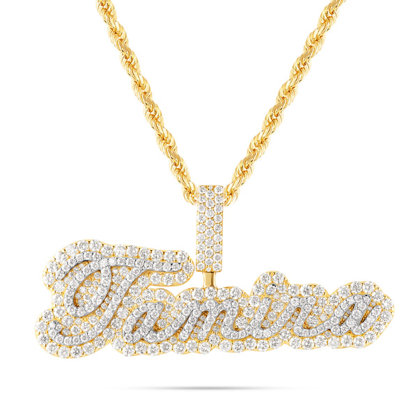 Your Name - Customizable Gold & Diamond Bilevel Name Pendant