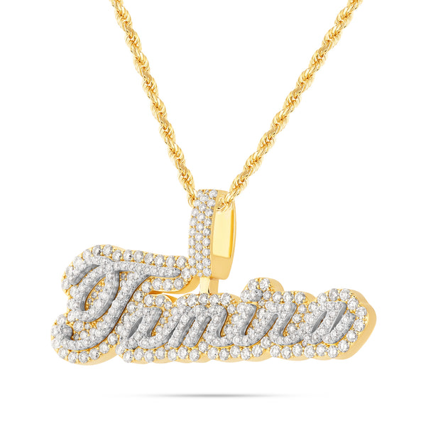 Your Name - Customizable Gold & Diamond Bilevel Name Pendant