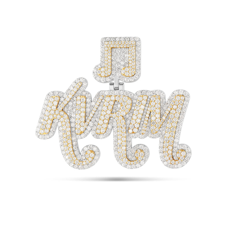 Custom Bilevel Two-Tone Diamond Pendant with Music Note Bail