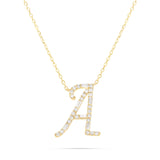 10K Gold 1.75ct Baguette & Round Diamond Initial Necklace