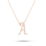 10K Gold 1.75ct Baguette & Round Diamond Initial Necklace