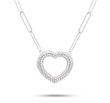 10K White Gold 3.23ct Diamond Heart Pendant Necklace