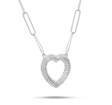 10K White Gold 3.23ct Diamond Heart Pendant Necklace