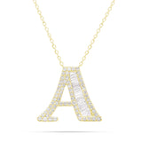 10K Gold 2.40ct Baguette & Round Diamond Initial Necklace