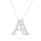 10K Gold 2.40ct Baguette & Round Diamond Initial Necklace