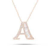 10K Gold 2.40ct Baguette & Round Diamond Initial Necklace