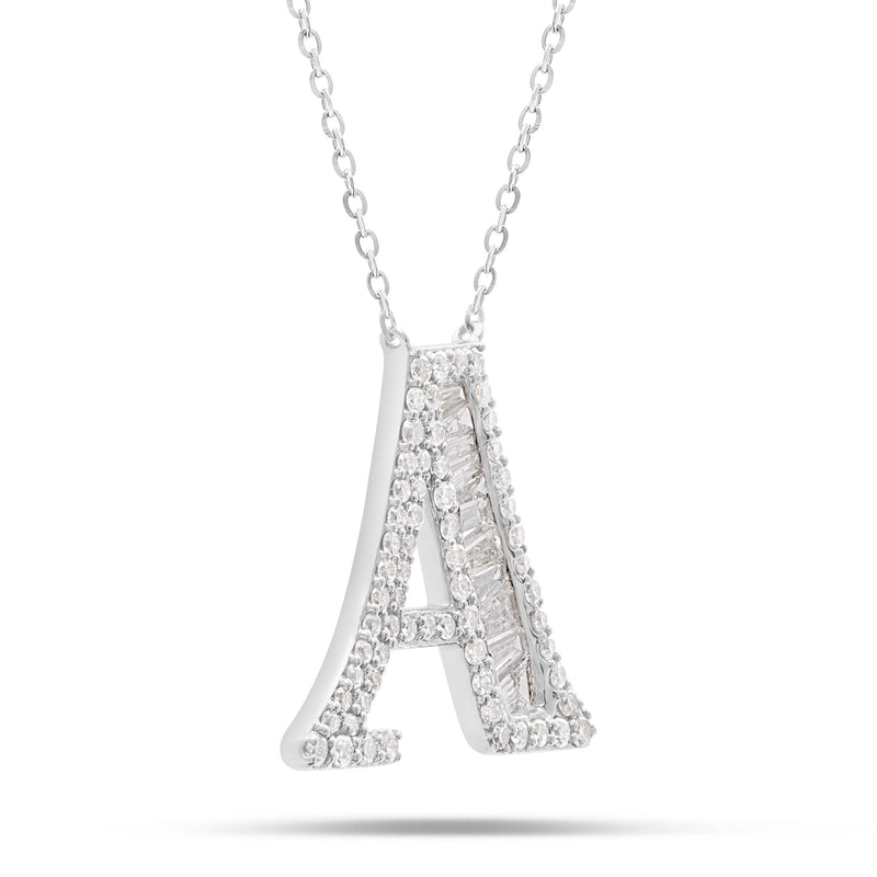 10K Gold 2.40ct Baguette & Round Diamond Initial Necklace