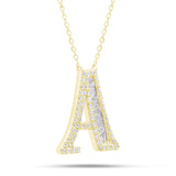 10K Gold 2.40ct Baguette & Round Diamond Initial Necklace