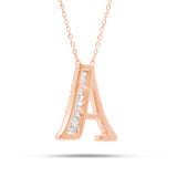 10K Gold 2.40ct Baguette & Round Diamond Initial Necklace