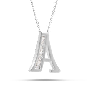 10K Gold 2.40ct Baguette & Round Diamond Initial Necklace