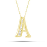 10K Gold 2.40ct Baguette & Round Diamond Initial Necklace