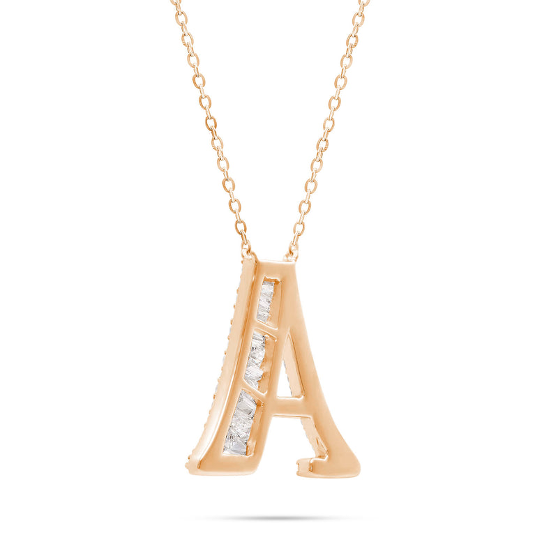 10K Gold 2.40ct Baguette & Round Diamond Initial Necklace