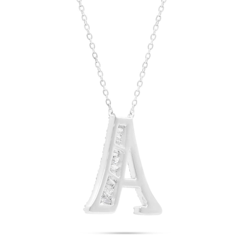 10K Gold 2.40ct Baguette & Round Diamond Initial Necklace