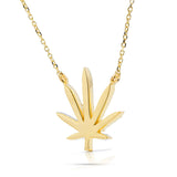 Pot Leaf Necklace 14k Gold 0.52ct Diamond