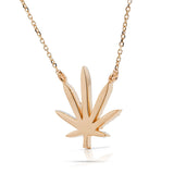 Pot Leaf Necklace 14k Gold 0.52ct Diamond