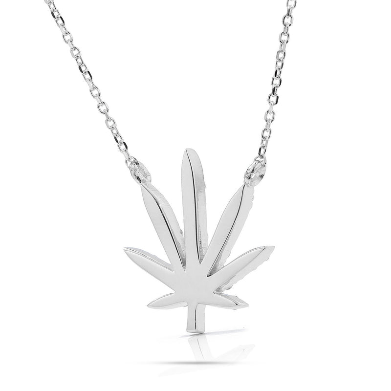 Pot Leaf Necklace 14k Gold 0.52ct Diamond