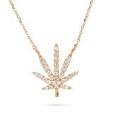 Pot Leaf Necklace 14k Gold 0.52ct Diamond