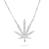 Pot Leaf Necklace 14k Gold 0.52ct Diamond