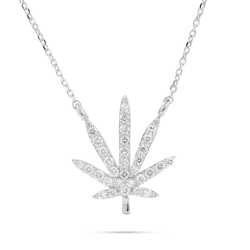 Pot Leaf Necklace 14k Gold 0.52ct Diamond