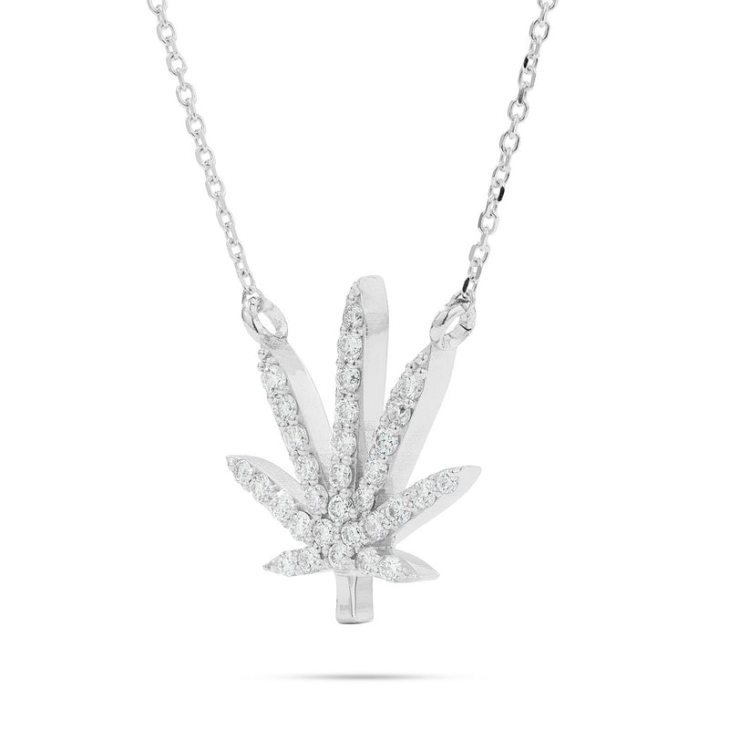 Pot Leaf Necklace 14k Gold 0.52ct Diamond
