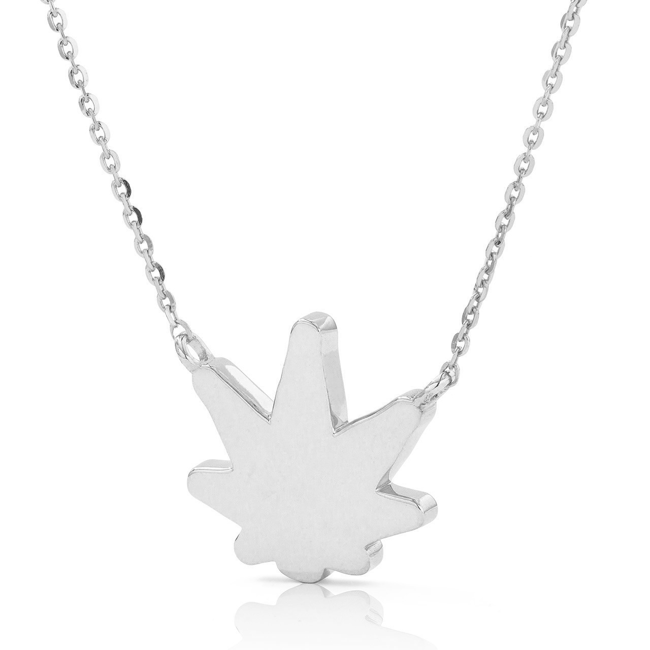 14k Gold Pot Leaf Green Enamel Necklace