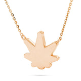 14k Gold Pot Leaf Green Enamel Necklace