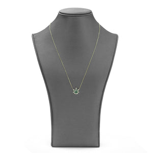 14k Gold Pot Leaf Green Enamel Necklace