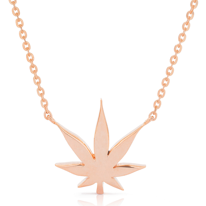 14k Gold Pot Leaf Necklace