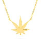 14k Gold Pot Leaf Necklace