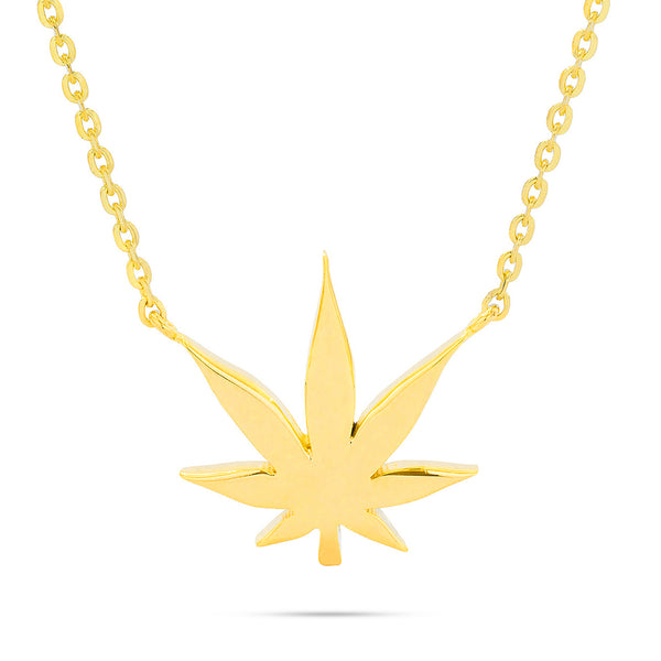 14k Gold Pot Leaf Necklace