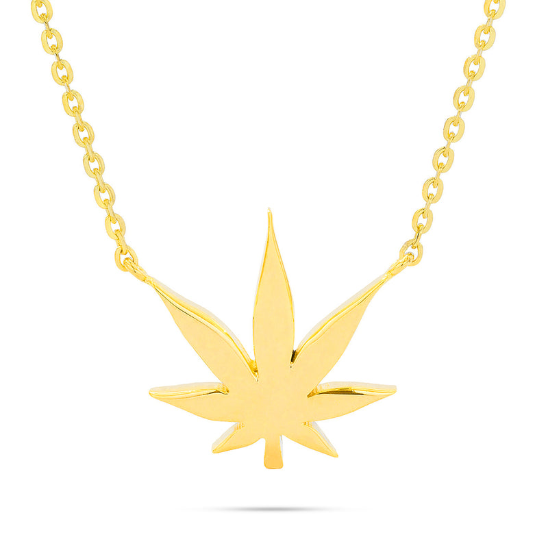 14k Gold Pot Leaf Necklace