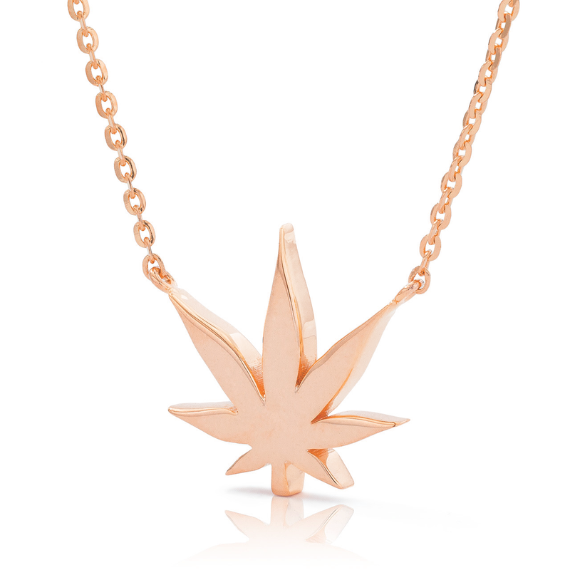 14k Gold Pot Leaf Necklace