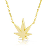 14k Gold Pot Leaf Necklace