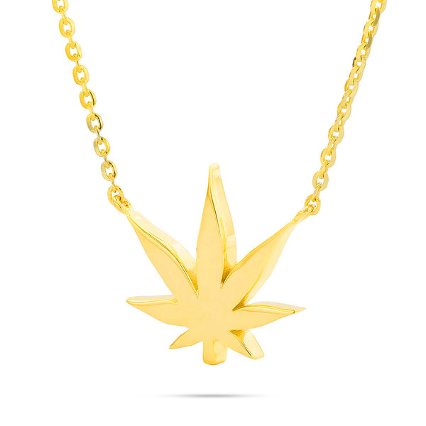14k Gold Pot Leaf Necklace