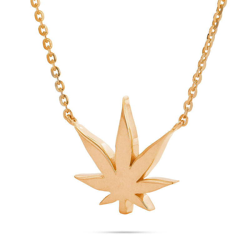 14k Gold Pot Leaf Necklace