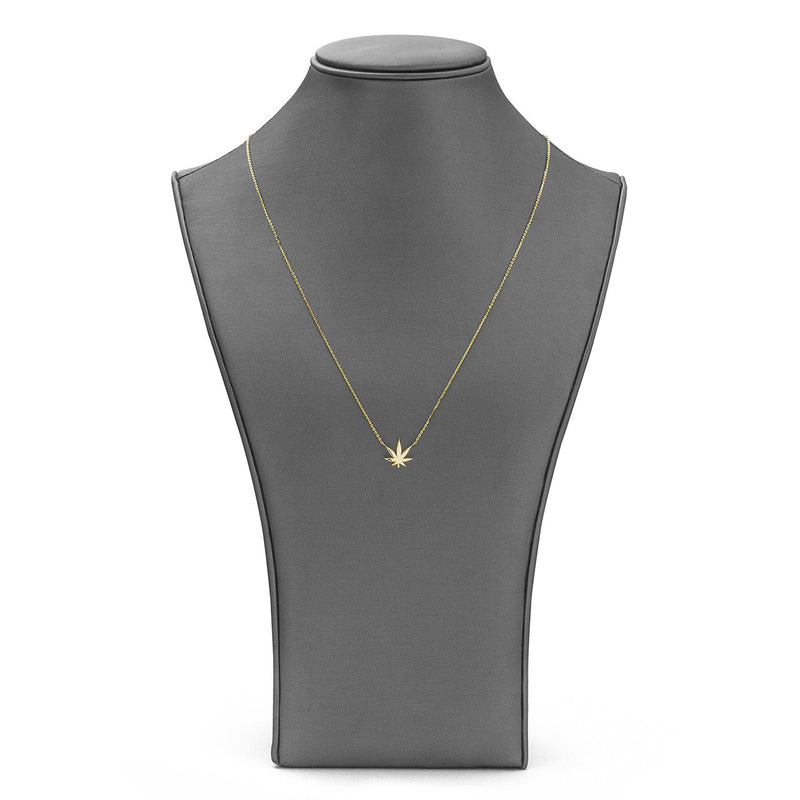 14k Gold Pot Leaf Necklace