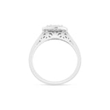 14K White Gold Baguette and Round Diamond Bridal Ring