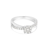 14KT Solid White Gold Natural Diamond Cluster Engagement Ring