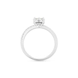 14KT Solid White Gold Natural Diamond Cluster Engagement Ring