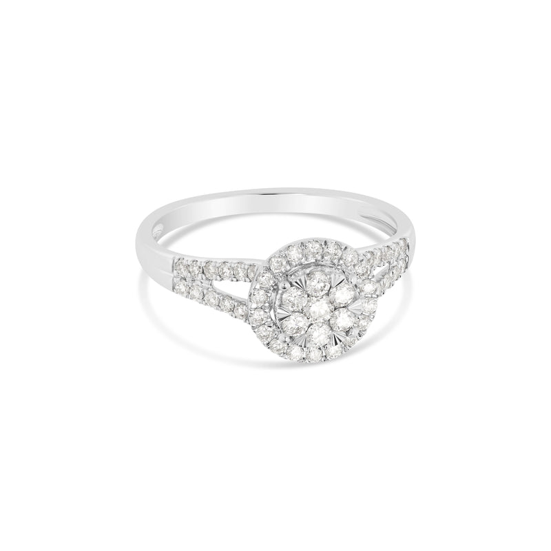 14K White Gold Cluster Diamond Bridal Ring