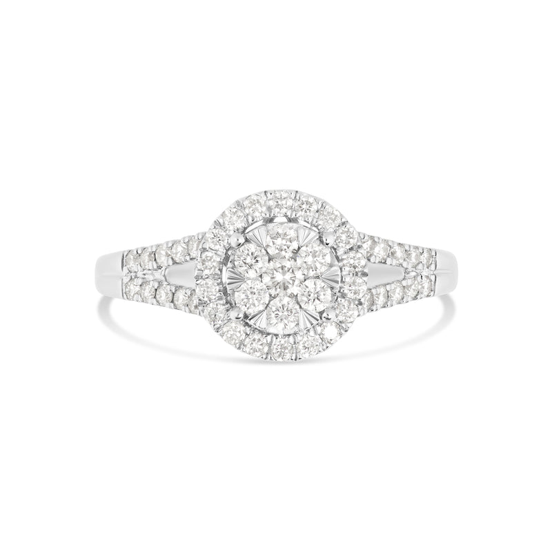 14K White Gold Cluster Diamond Bridal Ring