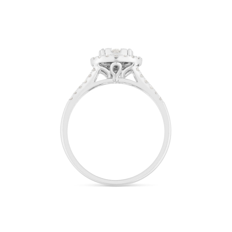 14K White Gold Cluster Diamond Bridal Ring