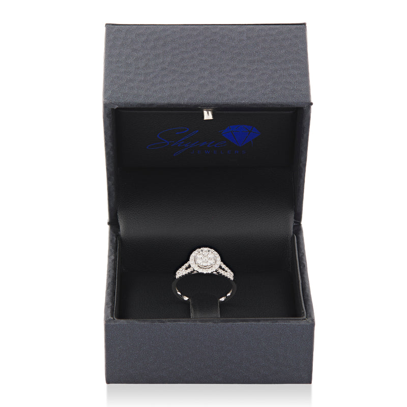 14K White Gold Cluster Diamond Bridal Ring